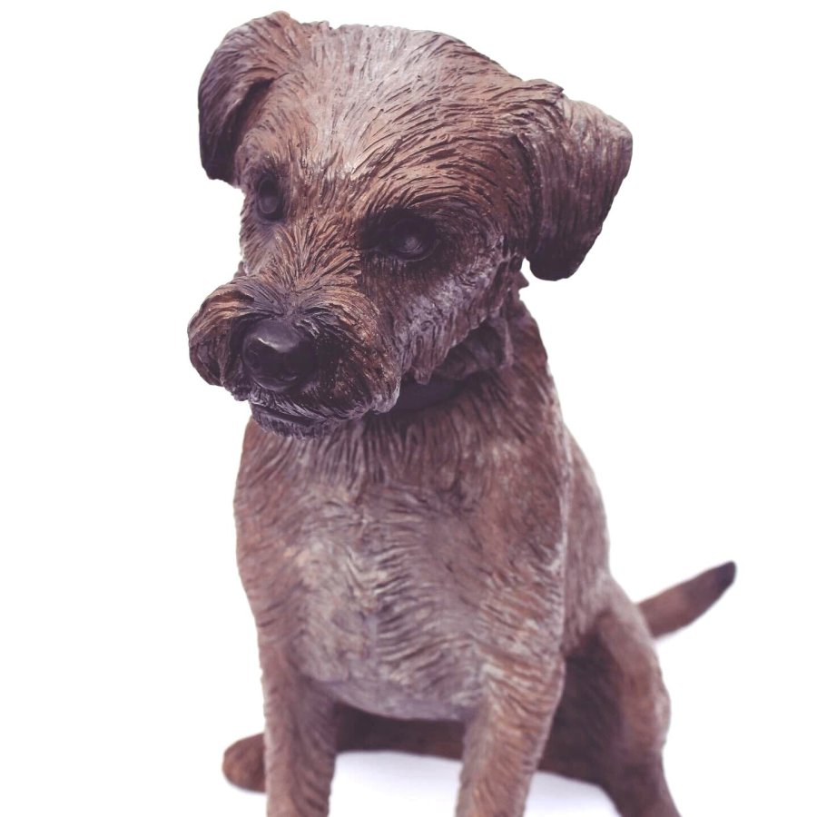 Border Terrier puppy bronze sculpture