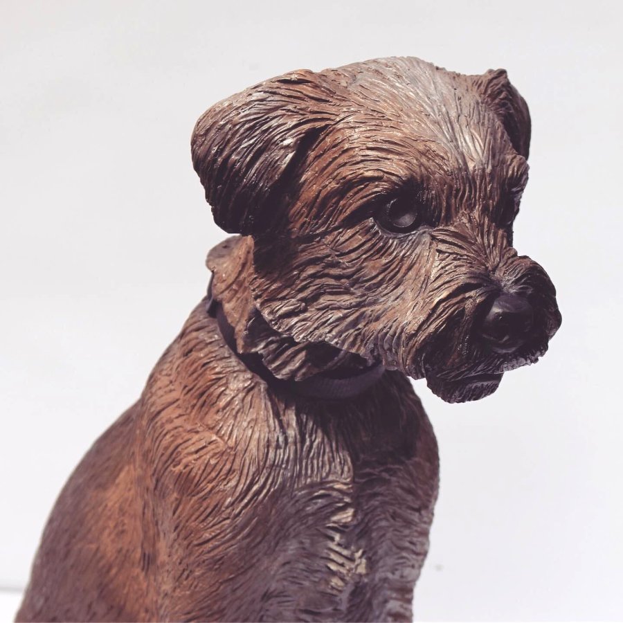 Border Terrier puppy bronze sculpture