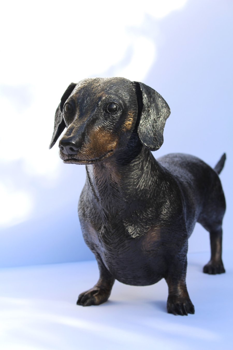 Life size bronze sculpture of a Dachshund