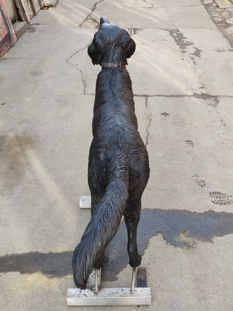 Flat-coated Retriever bronze sculpture