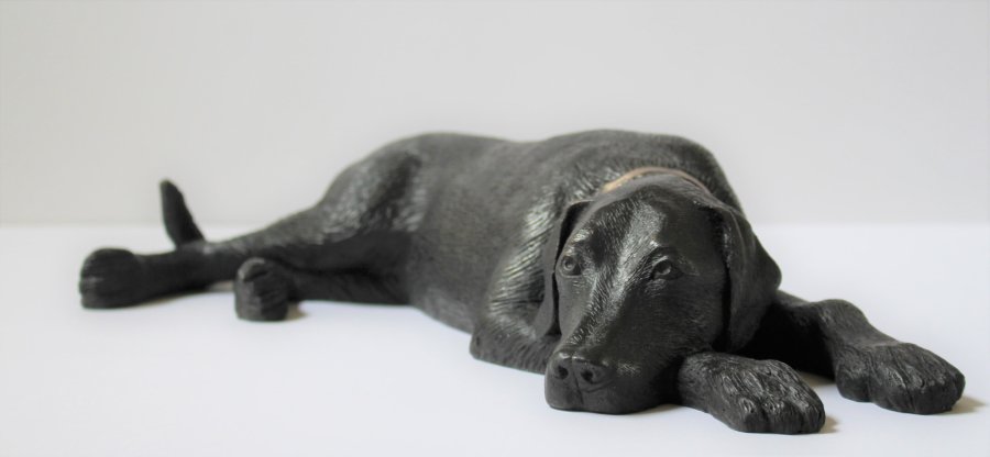 Bronze sculpture of a Labrador