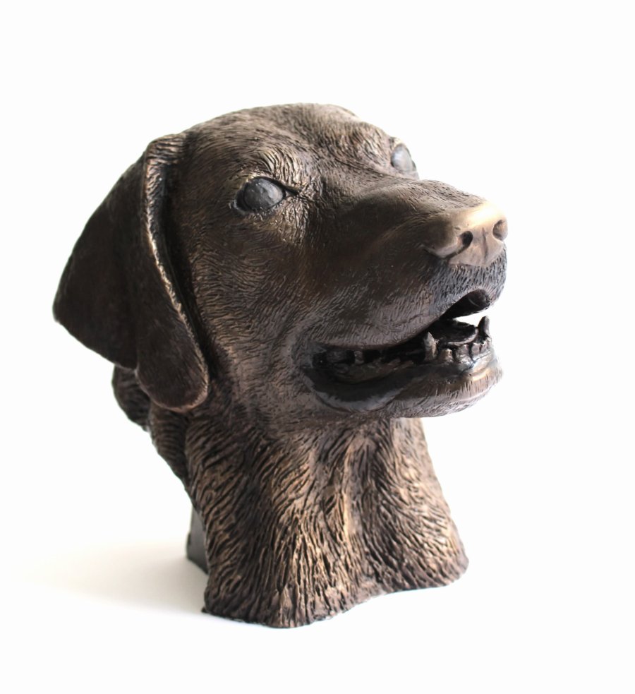 Bronze sculpture of a Labrador head