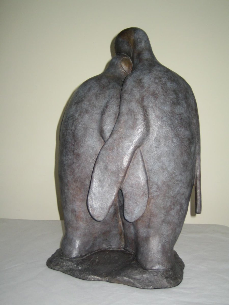 A bronze sculpture of penguins